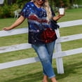 thumbnail image 4 of Dweltoz American 1776 2026 250th Usa Women Plus Size T-Shirt L-5xl V Neck Short Sleeve 4th Of July Tunics Tops Casual Loose Trendy Blouse,Blue 4XL, 4 of 6