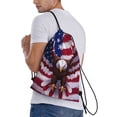 thumbnail image 6 of Hirioo USA Eagle with Spread Wings Print Drawstring Backpack Bag Sport Versatile Sports Backpack for Gym, Travel, Swimming, Beach, 6 of 9