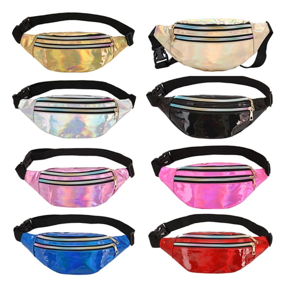 OATIPHO Pink Shiny Waist Pouch Stylish Crossbody Bag for Travel Hiking and Casual Storage