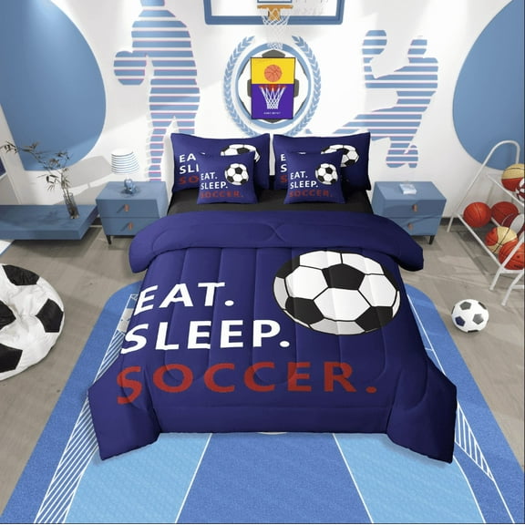 Erosebridal American Football Bedding Sets Twin Size,Rugby Game Comforter Sets With Sheets,Sport Gamer Room Decorative,Reversible,Breathable,7Pcs