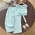 thumbnail image 4 of Shachafan Girls Summer Outfits Tie Back Crop Top Wide Leg Pants Two Piece Casual Tracksuit Kids Beach Baby Girl, 4 of 5