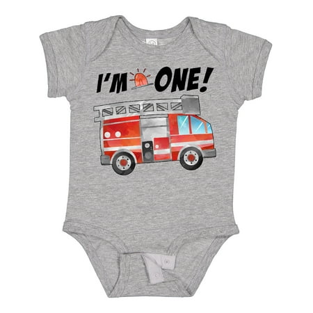 

Inktastic I m 1 Fire Truck 1st Birthday Boys or Girls Baby Bodysuit