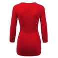 thumbnail image 2 of Made by Johnny Women's Deep V-Neck 3/4 Sleeve Slim Fitted T-Shirt Casual Cross Surplice Wrap Tops XXL RED, 2 of 6