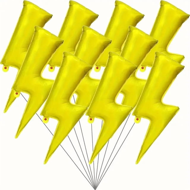 Globos de aluminio con forma de rayo dorado, 10 unidades, para decoración de fiestas