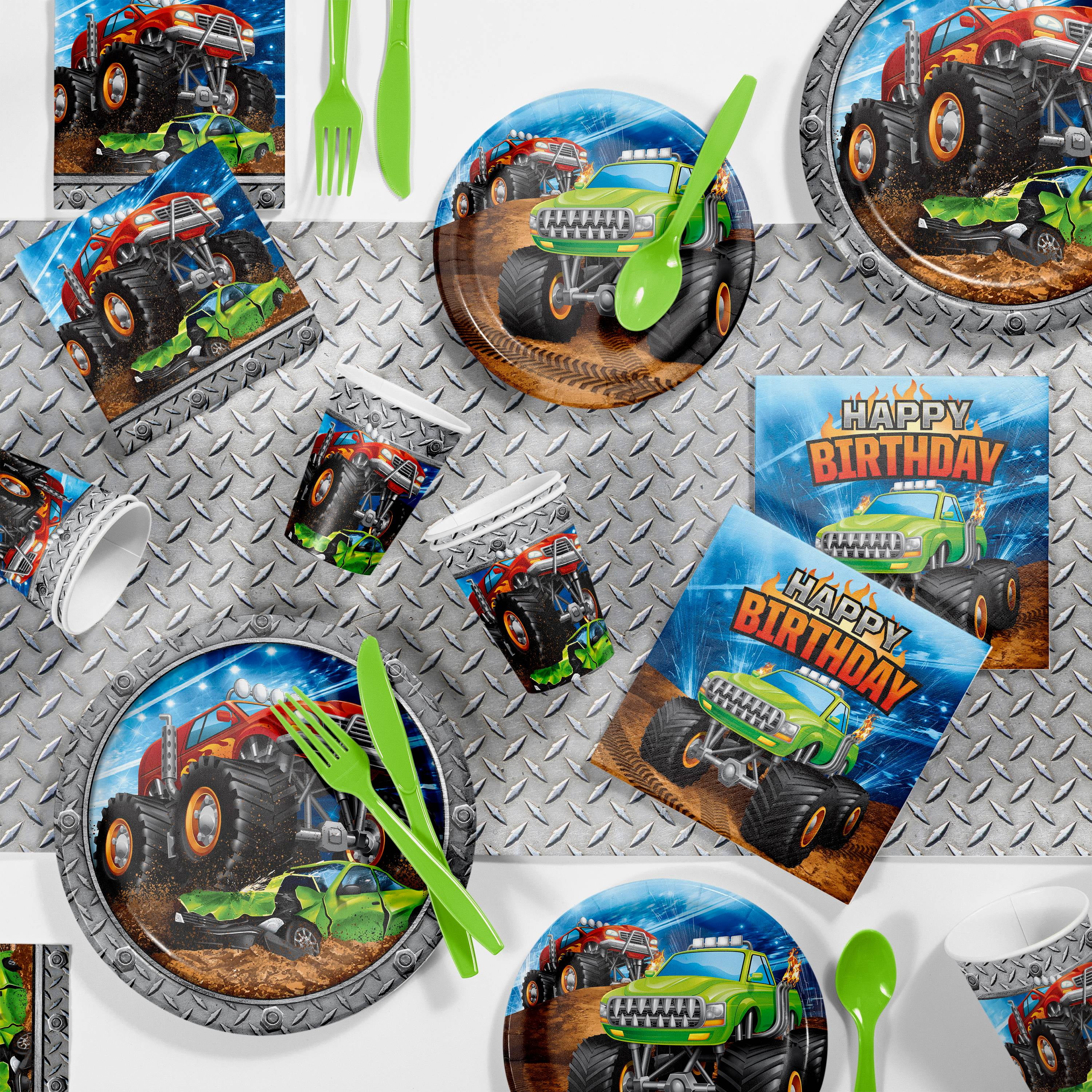 Monster Truck Birthday Party Supplies Kit For 8 Guests Walmart