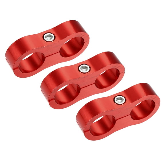 Unique Bargains 3pcs Aluminum Alloy AN10 Car Hose Separator Clamp Fuel Line Connector for Oil Fuel Hose Red