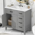 thumbnail image 2 of GDF Studio 36" Bathroom Vanity with Sink Combo, Freestanding Cabinet with Drawers, Solid Wood Frame, Gray, 2 of 8