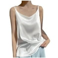 thumbnail image 2 of Womens Tank Tops under $5 2025 Satin V-neck Solid Color Tank Camisole Undershirt White S, 2 of 4