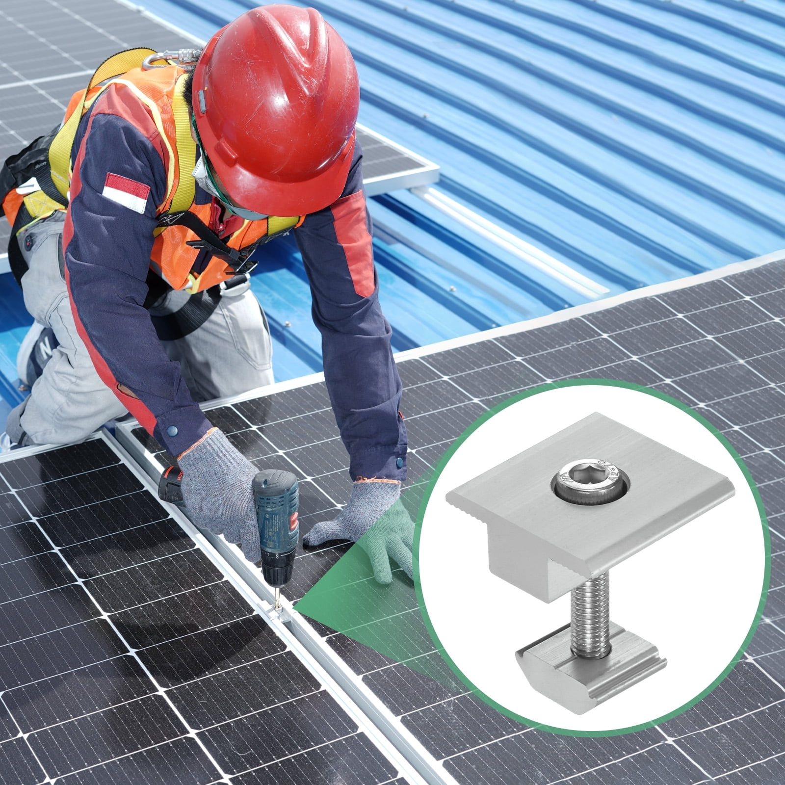 Uxcell 12-Pack Solar Panel Mount Mid Clamps 30mm T Center Clips Corrosion-free Aluminum Anodized Solar Panel Center Clamp White