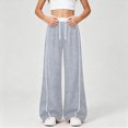 thumbnail image 2 of Gibobby Little Girls' Sweatpants Straight Wide Leg Kids Drawstring Casual Joggers 6t 7t 8t 9t 10t 12t Teen Loose Athletic Pants with Pockets Girls Wimnter Pants(4-5T,Grey), 2 of 6