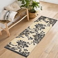 thumbnail image 6 of Black Floral Gold Background Bedroom Runner Rug 2'x 6' Non Slip Carpet Indoor Home Area Rug Living Room, 6 of 8