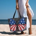 thumbnail image 6 of Daiia Butterfly With USA Flag Beach Travel Bag - Water-Resistant Beach Bag, Lightweight Tote with 7 Pockets for Women and Men - Gym,Pool,Camping,Reusable Grocery Bag, 6 of 7