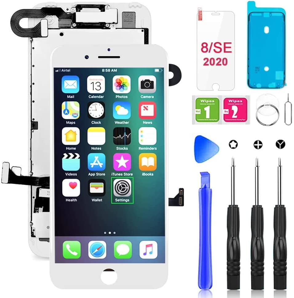Compatible With Iphone 8 Se Screen Replacement White Lcd Display 3d Touch Digitizer Full Assembly With Proximity Sensor Front Facing Camera Earpiece Speaker And Repair Tools Walmart Com