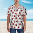 thumbnail image 2 of Balery Red Ladybugs On Black Dotted Camisas hawaianas de manga corta para hombre, camisas playeras de corte holgado, camisas de vacaciones con botones,Small, 2 of 7