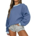 thumbnail image 3 of Women Cute Sweatshirts Contrast Color Loose Casual Pullovers Fall Long Sleeve Tops Autumn Streetwear, 3 of 9