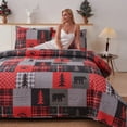 thumbnail image 4 of Jessy Home Queen/Full Bear Bedspread Red Rustic Patchwork Quilt Microfiber Coverlet Set, 4 of 8