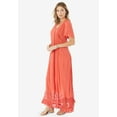 thumbnail image 3 of Roaman's Women's Plus Size Hand-Crinkled Lace-Panelled Boho Dress, 3 of 5