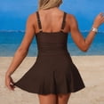 thumbnail image 5 of vigerkar Womens One Piece Swimsuit Tummy Control Bathing Suit Scalloped Modest Tie Knot 2026 Swim Dress (Coffee, S), 5 of 7