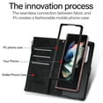 thumbnail image 3 of Dteck Case For Samsung Galaxy Z Fold3 5G,Magnetic Leather Zipper Card Holder Wallet Hyrbid PC Case Kickstand Shockproof Protective Cover with Wrist Strap,Black, 3 of 7