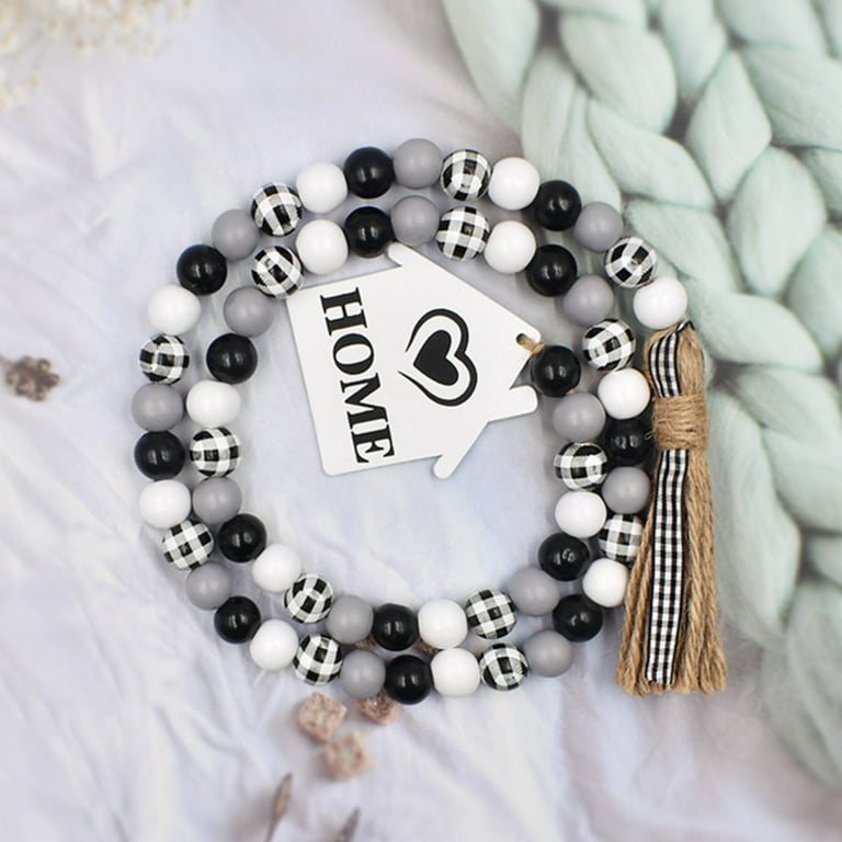 Black Farmhouse Wood Bead Garland-Home Decor Beads-Mother's Day Gift