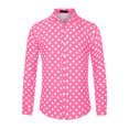 thumbnail image 5 of Unique Bargains Men's Polka Dots Print Dress Shirt Long Sleeves Casual Shirts M Pink, 5 of 6