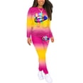 thumbnail image 1 of FOCUSNORM Ensemble Sweat à Manches Longues + Pantalon Taille Haute pour Femmes avec Imprimé Lèvres, 1 of 5