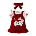 thumbnail image 3 of Gubotare Cute Baby Girl Clothes Baby Girl Clothes Suspender Skirt Short Sleeve Ruffle Romper + Cute Love Dress + Bow Headband 0 3 6 9 12 18 24 Months (,Size 12-18 Months), 3 of 9