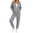 thumbnail image 5 of Jerdar Womens Matching Sweatsuit Zip Up Hoodie Jogger Pants Oversized Drop Shoulder Side Pockets Casual Workout Lounge Fall Winter Outfits M, 5 of 9