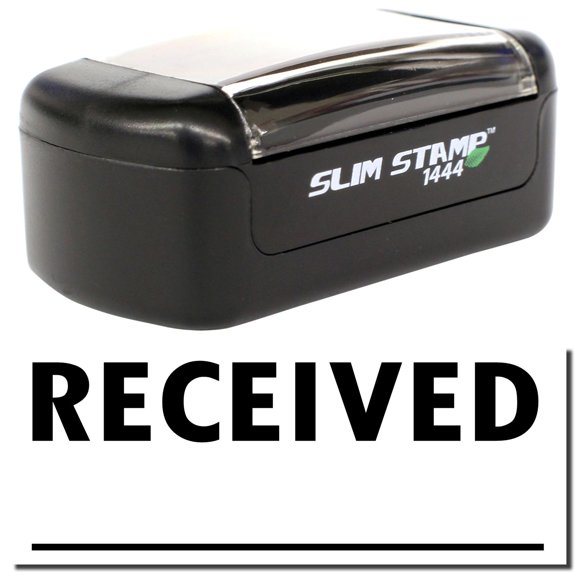 Slim Pre-Inked Received Stamp Two Lines, Slim 1444, Ultra Slim Design, Impression Size 1/2" by 1-3/4", Up to 25,000 Impressions - Black Ink
