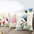 thumbnail image 2 of Decorative Floral Flower Pillow Covers 18 x 18, Blue Pink Purple Green Yellow Decor Flower Throw Pillow Covers Set of 4 Linen Cushion Case for Living Room Couch Sofa Patio Outdoor Home Decor, 2 of 6