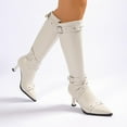 thumbnail image 5 of PiGOGI Women's Winter Knee-High Boots Pointed Toe Zipper High Heel Fashionable Boots for Women White 42, 5 of 6