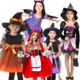 thumbnail image 2 of Disfraz de bruja de Halloween para niñas, disfraz infantil de vampiro, Caperucita Roja, princesa, disfraz para fiesta, ropa de diablo, 2 of 5