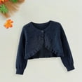 thumbnail image 2 of Coerni Girls Shrug Bolero Cardigan Baby Knitted Long Sleeve Button Closure Ruffles Cropped Sweaters Tops Outwear, 2 of 9