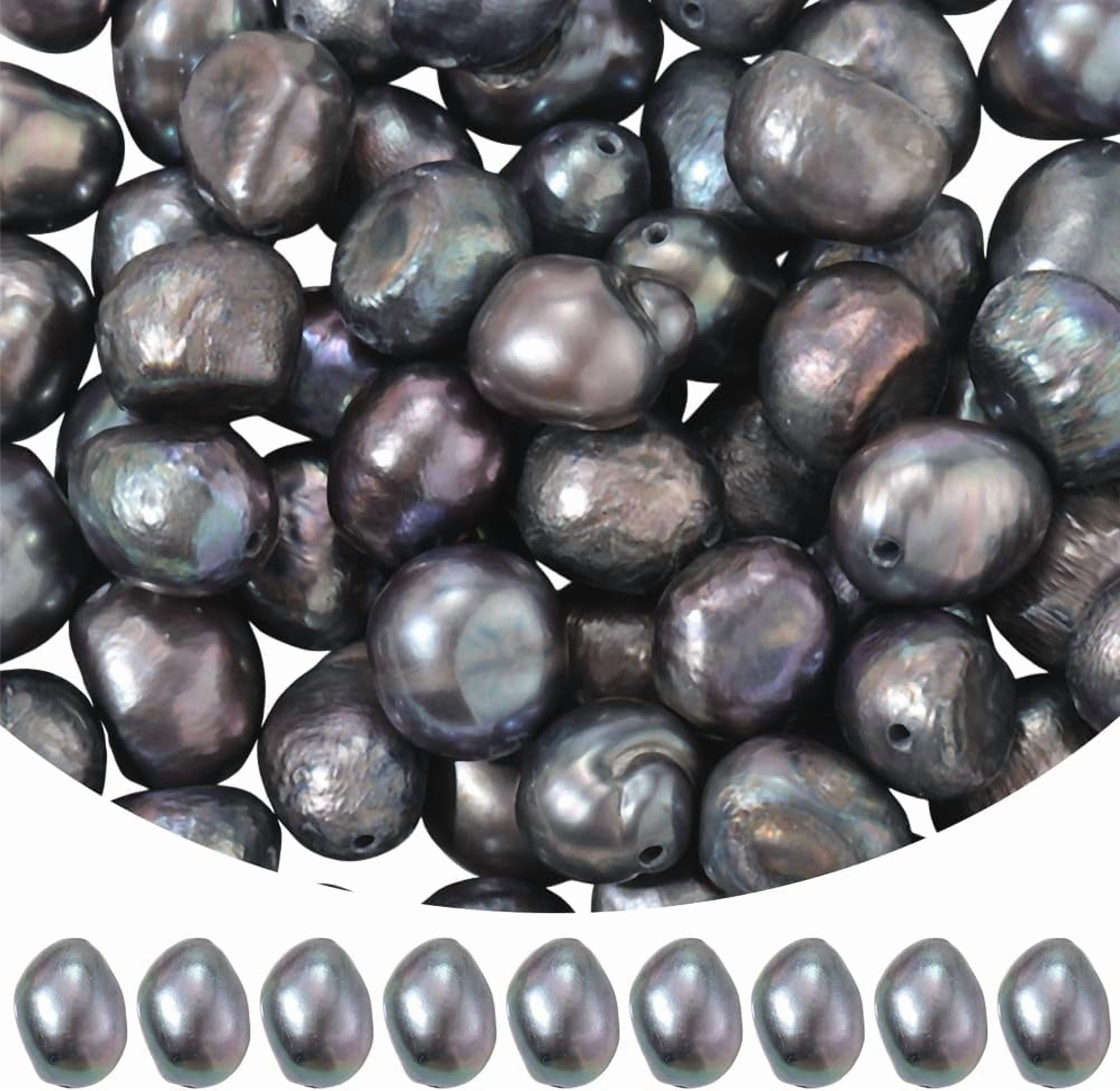 1 Box 100PCS Dark Blue Baroque Natural Pearl Beads with Holes Cultured Freshwater Irregular Spacer Summer Loose Pearls Bead Bulk