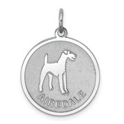 Sterling Silver Rhodium-plated Airedale Disc Charm QQC2671