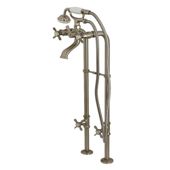 Kingston Brass CCK285K8 Kingston Freestanding Tub Faucet with Supply Line and Stop Valve, Brushed Nickel