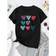 thumbnail image 2 of Women's Colorful Heart Print T-Shirt - Casual Round Neck Short Sleeve, Comfortable Polyester Blend Summer Top, Machine Washable, 2 of 6
