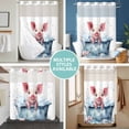 thumbnail image 5 of No Hook Shower Curtain with Snap in Liner, Watercolor Pink Pig Bathtub Waterproof Bath Curtain Double Layers with See Through Top Window, Abstract Funny Animal Bath Art Hotel Shower Curtains 72x84in, 5 of 9