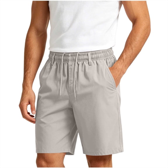 IROINNID Men's Casual Drawstring Shorts Elastic Waist Lightweight Breathable Summer Solid Color Shorts with Side Pockets for Gym Beach Vacation Daily Wear