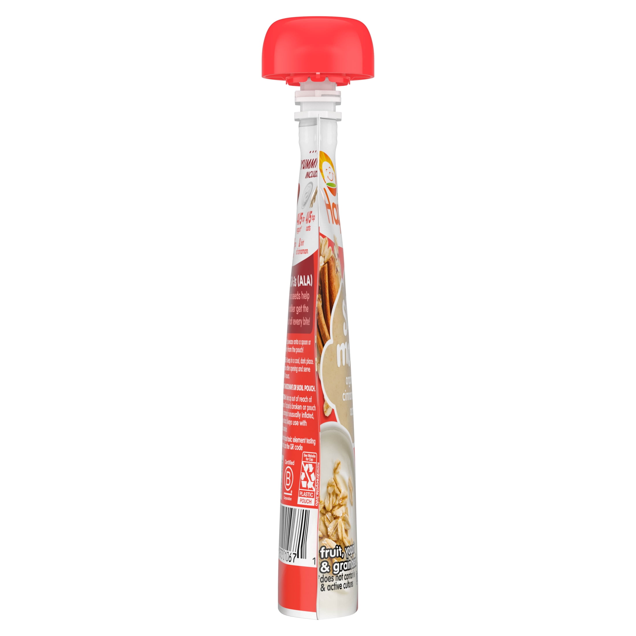 Happy Tot Organics Super Morning Stage 4, Apple Cinnamon Yogurt & Oats Organic Tot Food, 4 oz. Pouch