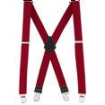 thumbnail image 2 of Buyless Fashion Textured Suspenders for Men - 48" Adjustable Straps 1 1/2" - X Back with Metal Clips - Red, 2 of 8