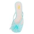thumbnail image 3 of FSJ Women Charming Furry Feather Thong Sandals Flat Slide Flip Flops Slipper Clear Block Low Heel Comfortable Dress Shoes Size 8.5 Blue, 3 of 4