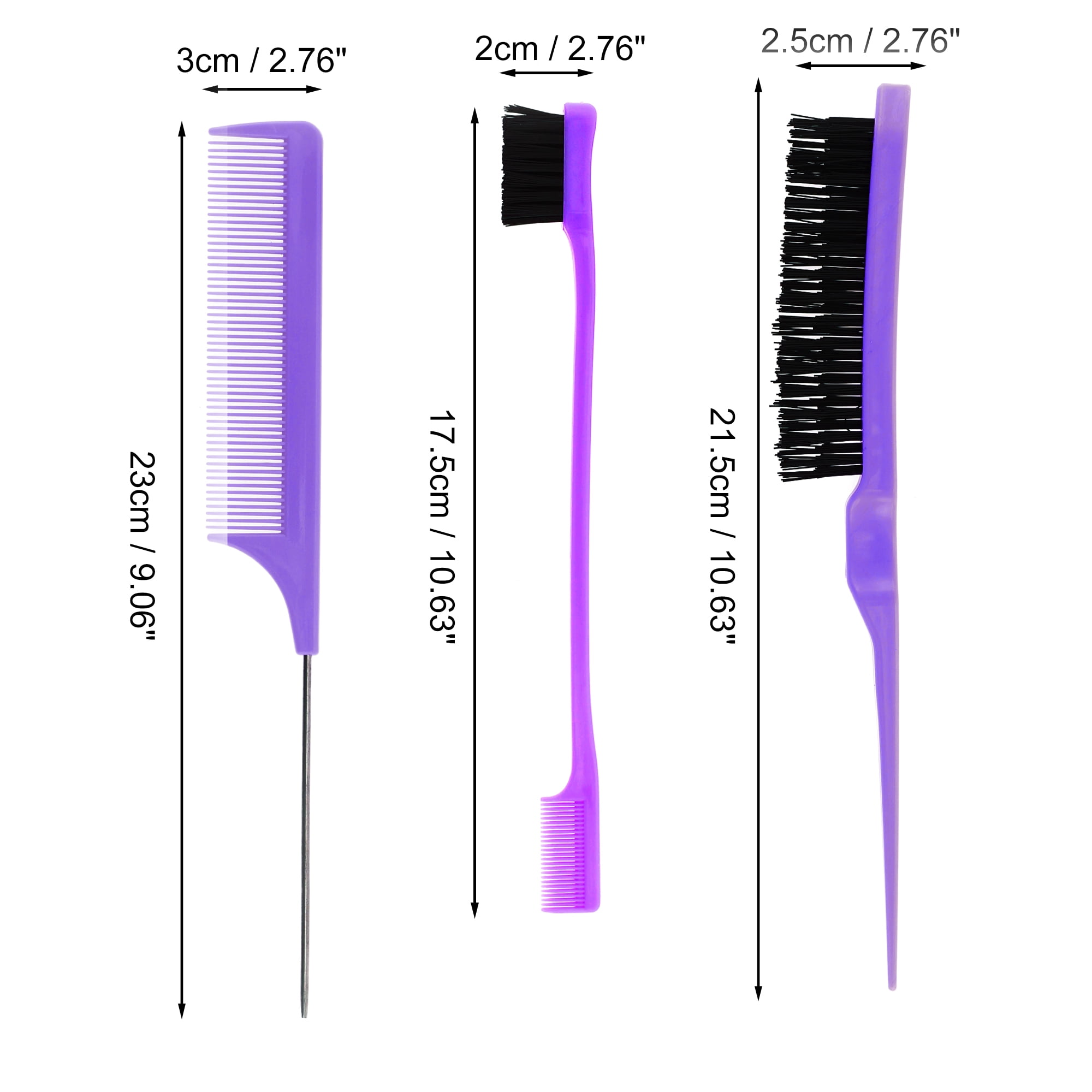 Unique Bargains 3Pcs Women Durable Rat Tail Comb Purple