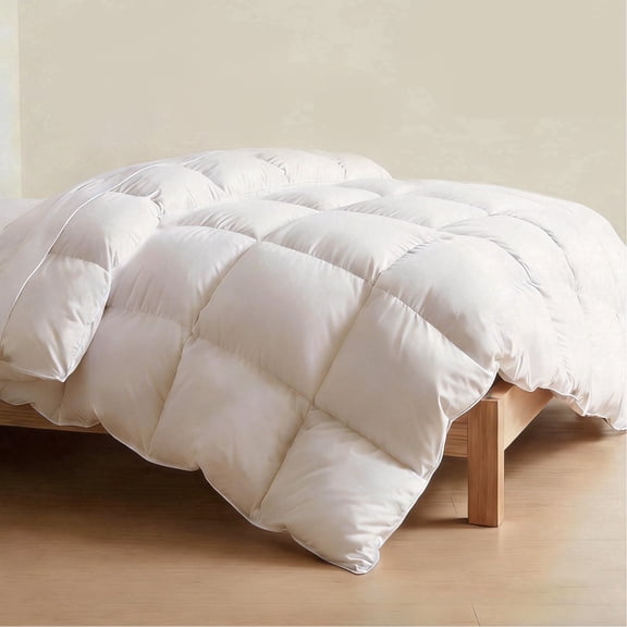 URBANLIFE Goose Down Fiber Comforter Queen Size, Feather Down Fiber Comforter, All Season Duvet Insert, Luxury Hotel Collection Duvets & Down Comforters, Soft Breathable, 90 x 90 Inch, White