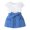 White Top Home Blue Pants, variant on MXIEZI 6M-4T Newborn Summer Outfits Toddler Girls Short Sleeves Rib Knit Tops Shorts with Belt Baby Girls Clothes 3PCS Set