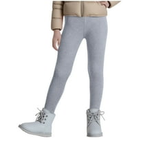 CYRBOKO Girls Winter Leggings, Elastic Waist Stretchy Dancewear Thermal Tight Pants Gray Size 12-13 T