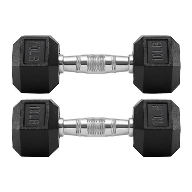 Juego de Mancuernas Hexagonales de 10/15/20/25 lb, 2 Pesas de Hierro Fundido con Recubrimiento de Neopreno, Agarre Antideslizante, Entrenamiento en Casa o Gimnasio, Uso Profesional (10, Libras)