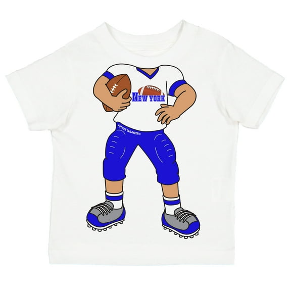 Future Tailgater Heads Up! Football Player Infant Toddler Youth T-Shirt for New York Blue Fans