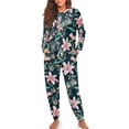 thumbnail image 4 of DISNIMO Flower Printed 2 Piece Pajama Set for Women Lounge Matching Set Fashion Comfy Nightwear with Pocket Casual Soft Sleepwear Crew Neck Pullover Top with Long Pant, 2XL, 4 of 7