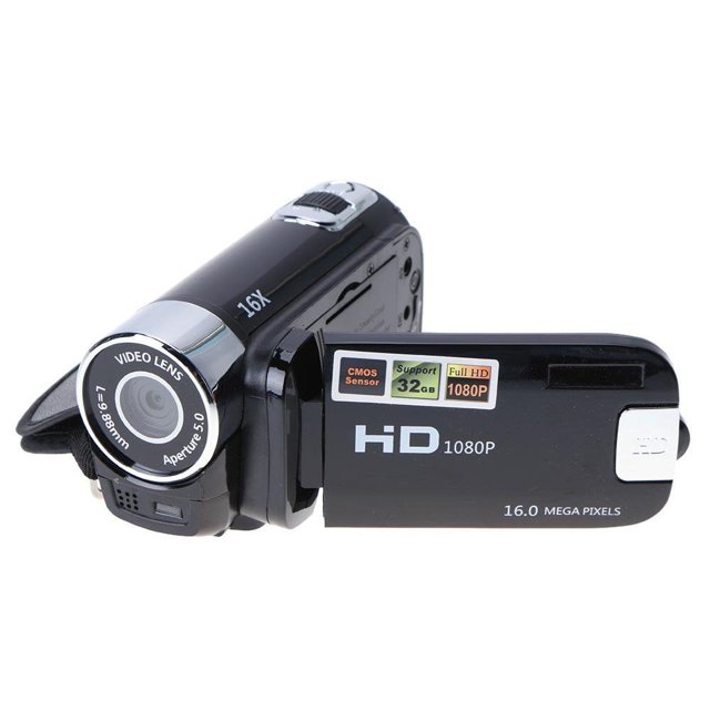 Videocámara Lngoor de 16 MP con rotación de 270° y 16 aumentos, con tarjeta SD de 32 GB, color negro